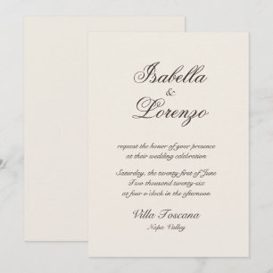 Romantic Challigraphy Tuscan Wedding Invitations
