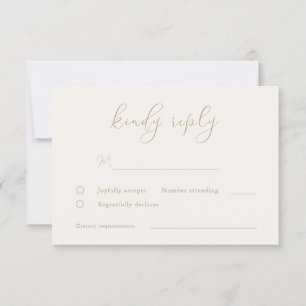 Romantic Champagne and Gold Wedding RSVP Card