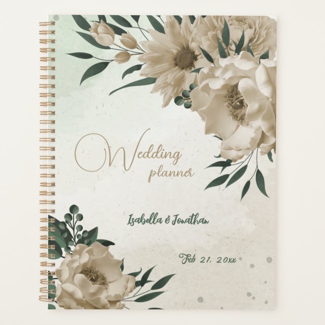 romantic champagne flowers greenery wedding planner (Front)