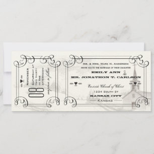 Romantic Chapel Country Road Ticket Wedding Invitation