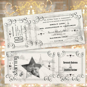 Romantic Chapel Country Road Ticket Wedding Invitation