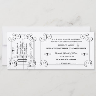Romantic Chapel Ticket Wedding Invitation