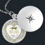 Romantic Charm Vintage Floral Wedding collection Silver Plated Necklace<br><div class="desc">RomanticCharm wedding collection-a background of vintage floral design and in the foreground 2 white hearts cutout card laid out on top of each other with a satin ribbon threading through the layers, topped with a satin bow to finesse a truly romantic look . This design comes in few colour combinations...</div>