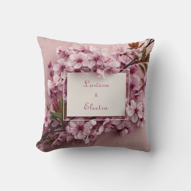 Romantic Cherry Blossom Wedding  Cushion (Front)