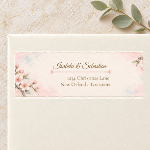 Romantic Cherry Blossom Wedding Return Address Label
