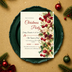 Romantic Cherry Christmas Party Invitation