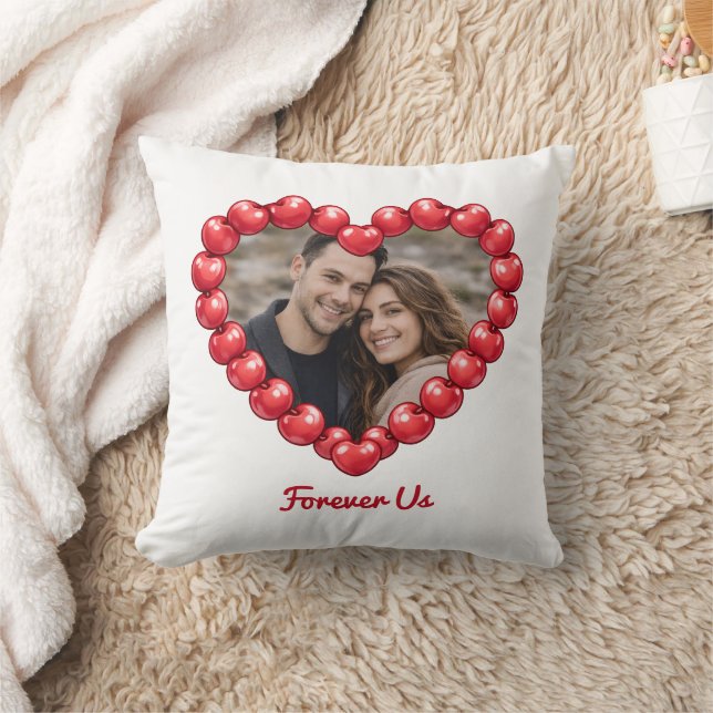 Romantic Cherry Heart Custom Photo  Cushion (Blanket)