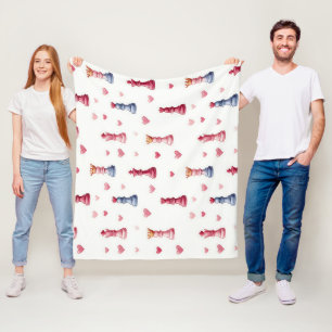 Romantic Chess Hearts Pattern Fleece Blanket