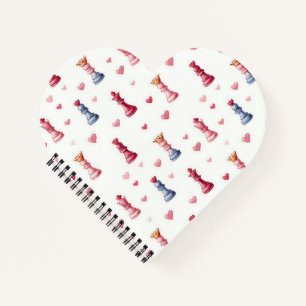 Romantic Chess Hearts Pattern Notebook