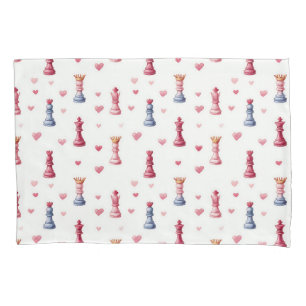 Romantic Chess Hearts Pattern Pillowcase