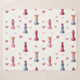 Romantic Chess Hearts Pattern Sherpa Blanket