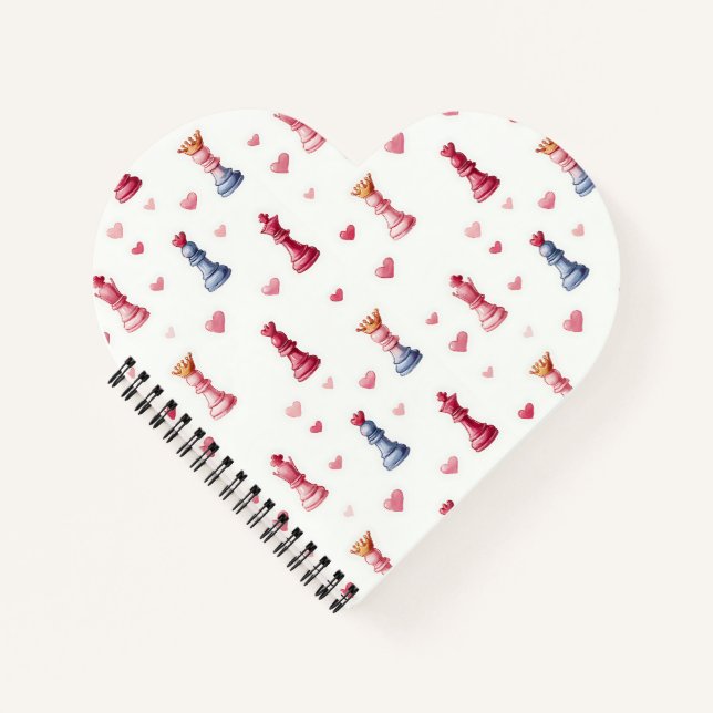 Romantic Chess Hearts Valentine's Day Notebook (Front)