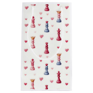 Romantic Chess Hearts Valentine's Day Small Gift Bag