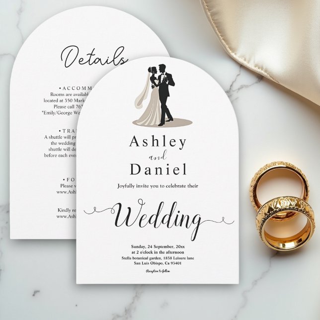 Romantic Chic Black And White Bride Groom Wedding Invitation (Creator Uploaded)