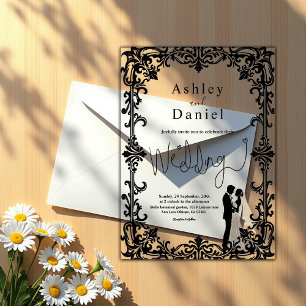Romantic Chic Black And White Classic Wedding Acrylic Invitations