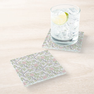 Romantic Chic Blush Pink Flowers Glass Coaster