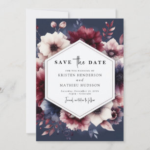 Romantic Chic Burgundy Wedding Save The Date