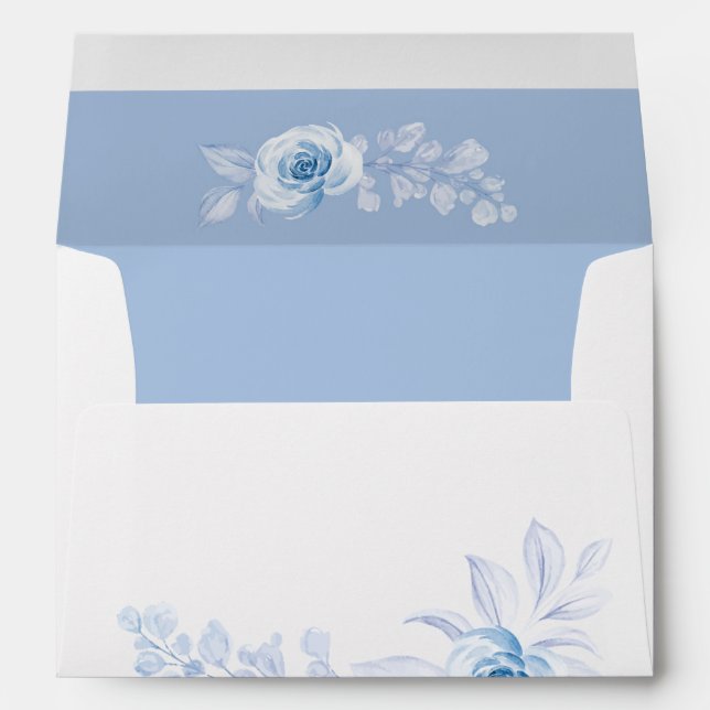 Romantic Chic Classic Blue Floral Envelopes (Back (Bottom))