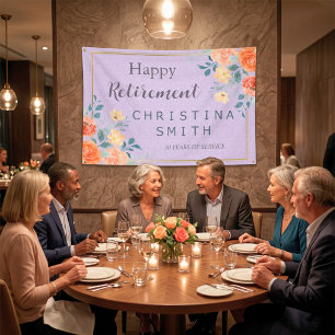 Romantic Chic Floral Watercolor Retirement Party Banner