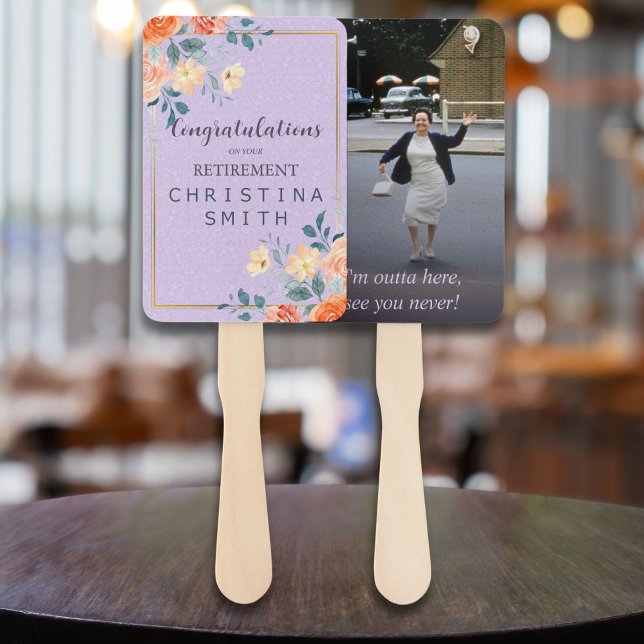 Romantic Chic Floral Watercolor Retirement Party Hand Fan (Romantic Chic Floral Watercolor Retirement Party Hand Fan)