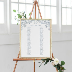 Romantic Chinoiserie Antique Blue Seating Chart