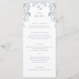 Romantic Chinoiserie Antique French Blue Wedding Menu