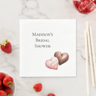 Romantic Chocolate Strawberry Hearts Bridal Shower Napkin