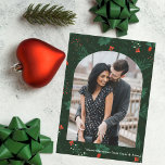 Romantic Christmas Arch Photo Green Mistletoe Holiday Card<br><div class="desc">Christmas kisses and holiday wishes abound with this festive and romantic mistletoe pattern card. Fill the modern arch with your favourite couple photo and add your custom Xmas message in white over the botanical green background.</div>