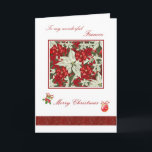 Romantic Christmas card for Fiancee - Poinsettias<br><div class="desc">Romantic Christmas card for Fiancee with red and white poinsettia</div>