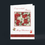 Romantic Christmas card for Fiancee - Poinsettias<br><div class="desc">Romantic Christmas card for Fiancee with red and white poinsettia</div>