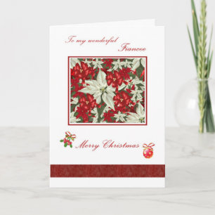 Romantic Christmas card for Fiancee - Poinsettias