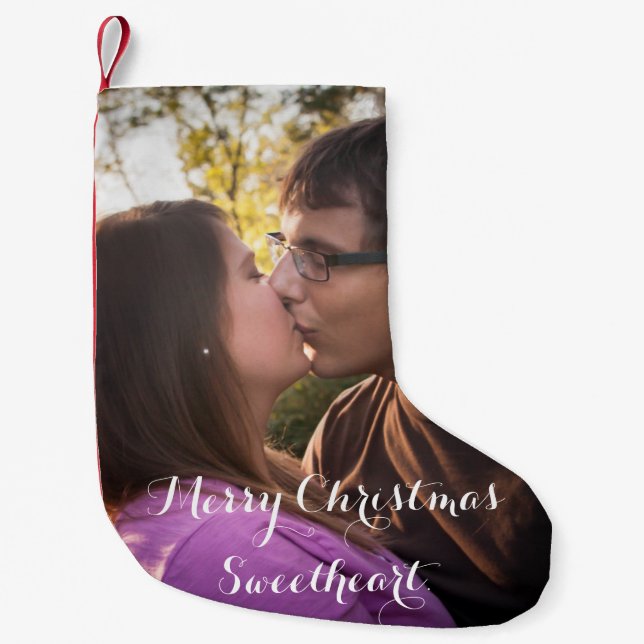 Romantic Christmas Gift Stocking Custom Photo (Front)