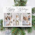Romantic Christmas Happy Holidays 3 Photo Holiday Card<br><div class="desc">Modern & simple minimalist Christmas | Holiday photo card. For more advanced customisation of this design,  please click the BLUE DESIGN TOOL BUTTON above!</div>
