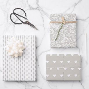 Romantic Christmas Pastel Grey Wrapping Paper Sheet