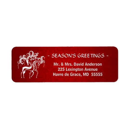 Romantic Christmas Stag and Doe - Red and White Return Address Label