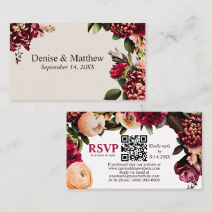 Romantic Chrysanthemum Cameo Beige RSVP QR Code Enclosure Card