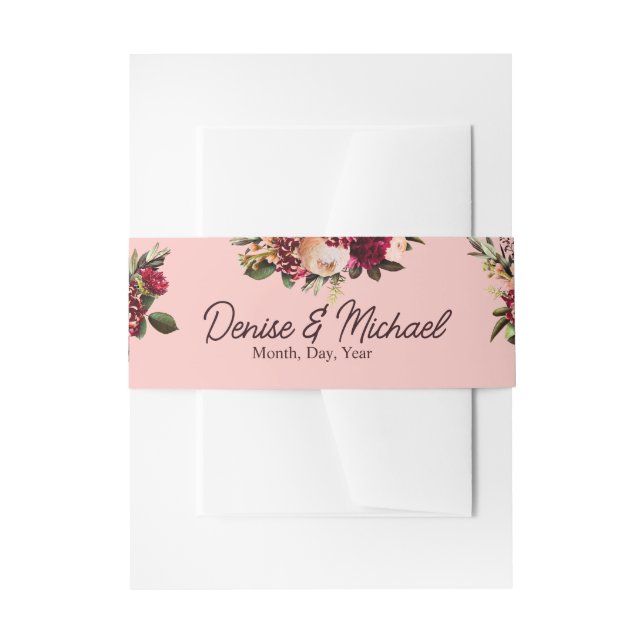 Romantic Chrysanthemum Invitation Belly Band (Front Example)