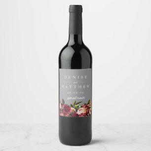 Romantic Chrysanthemum on Chiseled Stone Wine Label