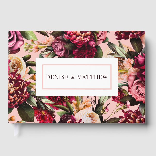 Romantic Chrysanthemum on Gossamer Pink Guest Book (Front)