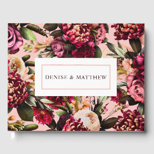 Romantic Chrysanthemum on Gossamer Pink Guest Book