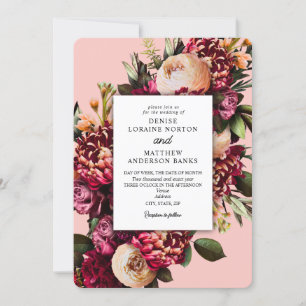 Romantic Chrysanthemum on Gossamer Pink Invitation