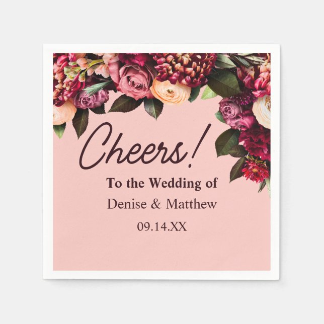 Romantic Chrysanthemum on Gossamer Pink Napkin (Front)