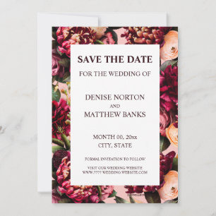 Romantic Chrysanthemum on Gossamer Pink Save Date Invitation