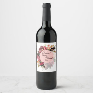 Romantic Chrysanthemum on Gossamer Pink Wine Label