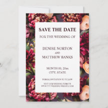 Romantic Chrysanthemum on Midnight Plum Save Date