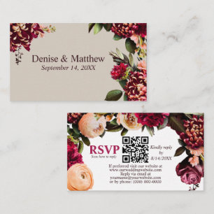 Romantic Chrysanthemum Perfectly Pale RSVP QR Code Enclosure Card