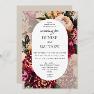 Romantic ChrysanthemumOn Perfectly Pale Wedding Invitation