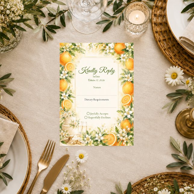 Romantic Citrus Wedding RSVP Card (Creator Uploaded)