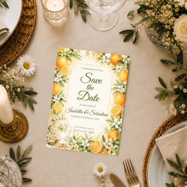 Romantic Citrus Wedding Save The Date (Creator Uploaded)