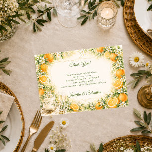 Romantic Citrus Wedding Thank You Card
